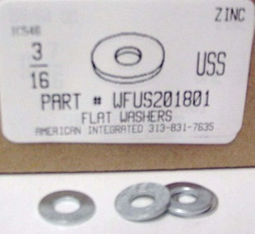 3/16 USS FLAT WASHER STEEL ZINC PLATED .250' ID X .562" OD. 0.036"-0.065" TH +/-