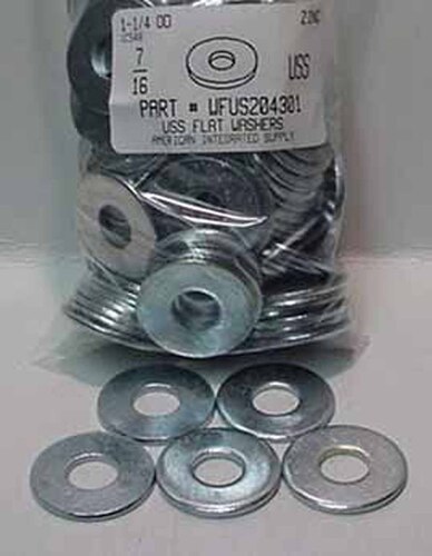 7/16 USS FLAT WASHER STEEL ZINC PLATED 1-1/4" OUTER DIAMETER