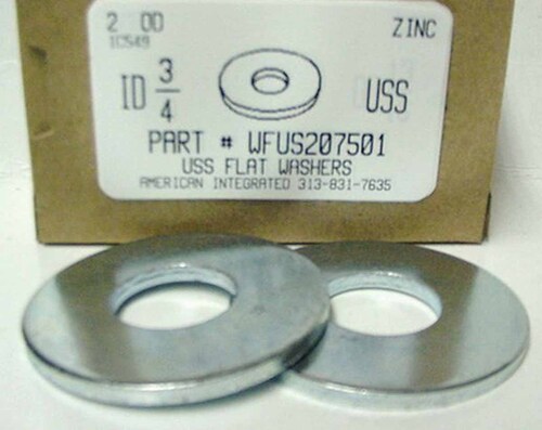 3/4 USS FLAT WASHER STEEL ZINC PLATED 2" OUTER DIAMETER.