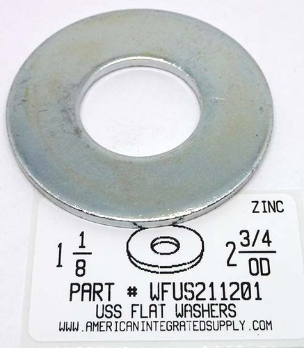 1-1/8 USS FLAT WASHER STEEL ZINC PLATED 2-3/4" OUTER DIAMETER