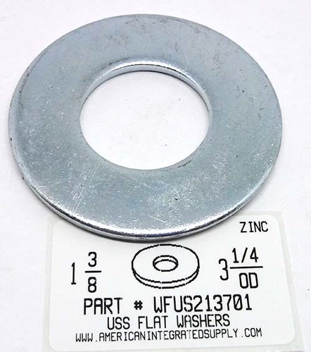 1-3/8 USS FLAT WASHER STEEL ZINC PLATED 3-1/4" OUTER DIAMETER