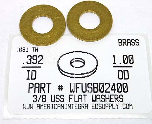 3/8L FLAT WASHER BRASS .392"IDX1.00"ODX.081"TH +/-