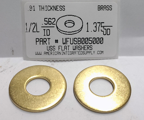 1/2L FLAT WASHER BRASS .562"IDX1.375"ODX.091"TH +/-