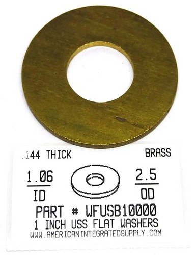 1" FLAT WASHER BRASS 1.062"IDX2.50"ODX.144"TH+/-