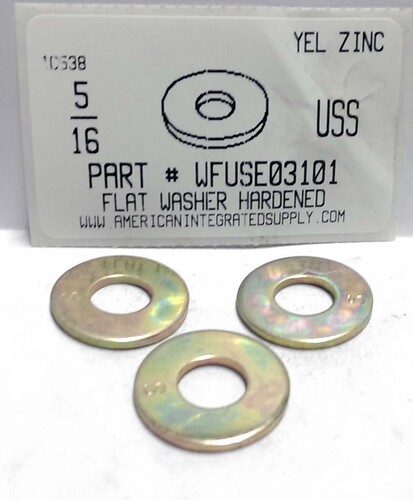 5/16 USS FLAT WASHER THRU HARDENED STEEL YELLOW ZINC PLATED