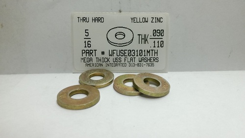 5/16 MEGA-THICK (.090-.110) USS FLAT WASHER HARDENED STEEL YELLOW ZINC PLATED