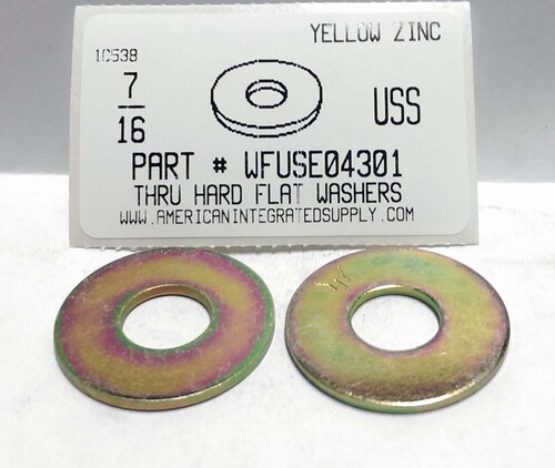 7/16 USS FLAT WASH THRU HARDENED STEEL YELLOW ZINC PLATED