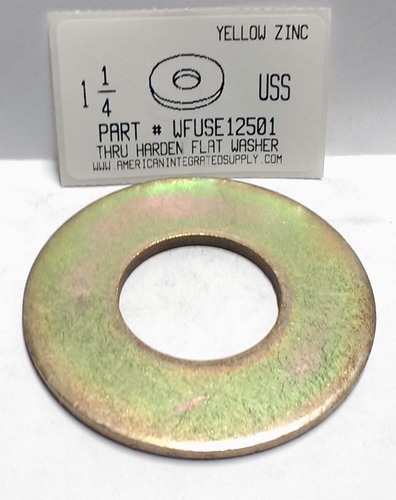 1-1/4" USS FLAT WASHER THRU HARDENED STEEL YELLOW ZINC PLATED