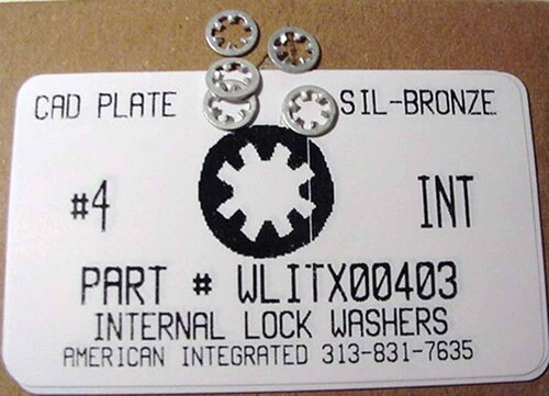 #4 INTERNAL TOOTH LOCK WASHER PHOSPHOROUS-BRONZE CADMIUM PLATED