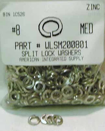 #8 SPLIT LOCK WASHER STEEL ZINC PLATED