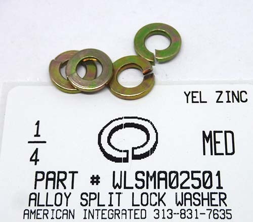 1/4 ALLOY SPLIT LOCK WASHER STEEL YELLOW ZINC PLATED