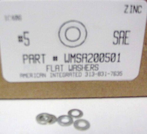 #5 FLAT MACHINE SCREW WASHER STEEL ZINC 9/32" OUTER DIAMETER