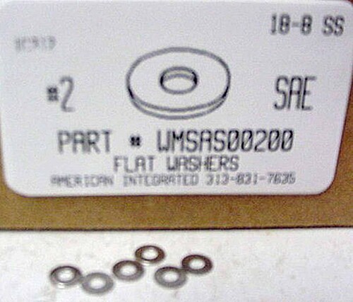 #2 FLAT WASHER .093"IDX.250"OD .025"-.016"TH 18-8 STAINLESS STEEL -802