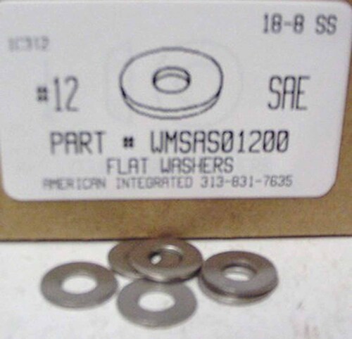 #12 FLAT WASHER.240"IDX9/16"OD 18-8 STAINLESS STEEL