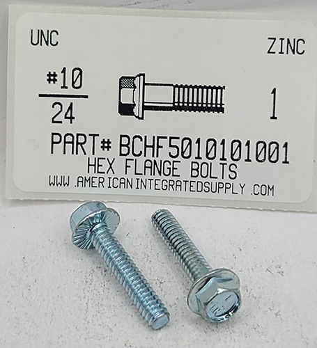 #10-24X1 HEX SERRATED FLANGE SCREW CASE HARDENED STEEL ZINC PLATED