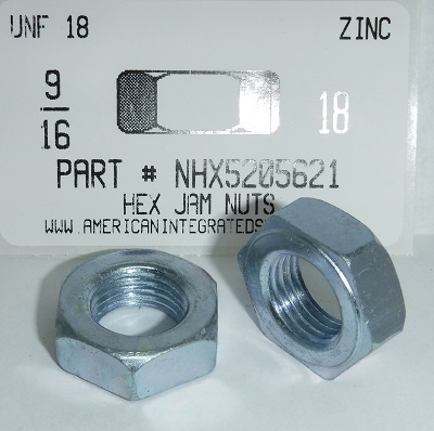 9/16-18 FINISHED HEX JAM NUT STEEL ZINC PLATED