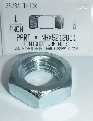 1"-8 FINISHED HEX JAM NUT STEEL ZINC PLATED