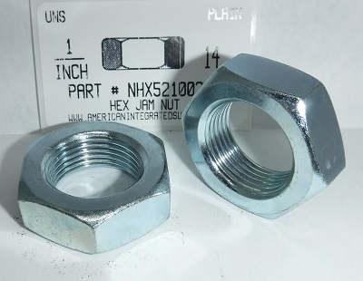 1"-14 FINISHED HEX JAM NUT STEEL ZINC PLATED