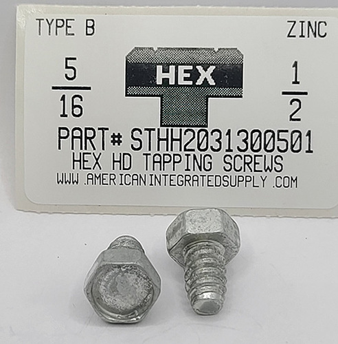 5/16X1/2 HEX HEAD TAPPING SCREW B TYPE ZINC PLATED