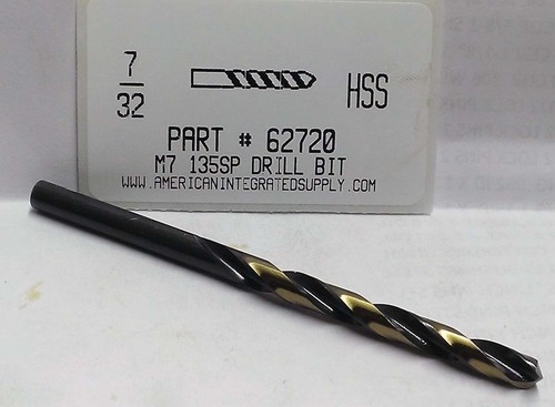 7/32 M7 HSS 135° SPLIT POINT BLACK & GOLD JOBBER DRILL BIT