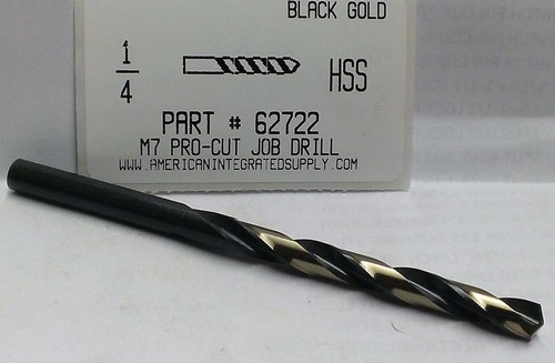 1/4 M7 HSS 135° SPLIT POINT BLACK & GOLD JOBBER DRILL BIT