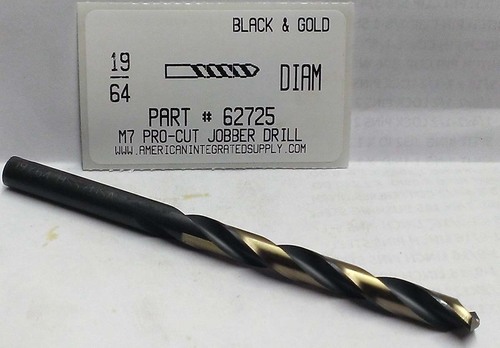 19/64 M7 HSS 135° SPLIT POINT BLACK & GOLD JOBBER DRILL BIT