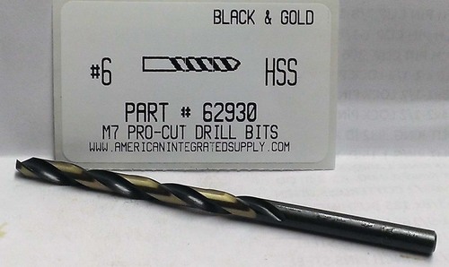 #6 M7 HSS 135° SPLIT POINT BLACK & GOLD JOBBER DRILL BIT