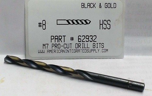 #8 M7 HSS 135° SPLIT POINT BLACK & GOLD JOBBER DRILL BIT