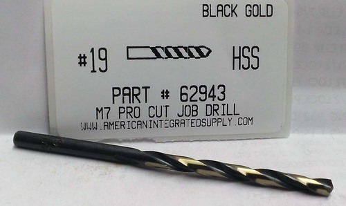 #19 M7 HSS 135° SPLIT POINT BLACK & GOLD JOBBER DRILL BIT