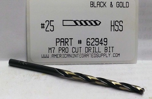 #25 M7 HSS 135° SPLIT POINT BLACK & GOLD JOBBER DRILL BIT