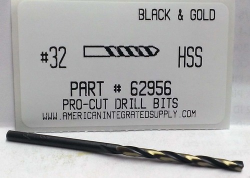 #32 M7 HSS 135° SPLIT POINT BLACK & GOLD JOBBER DRILL BIT