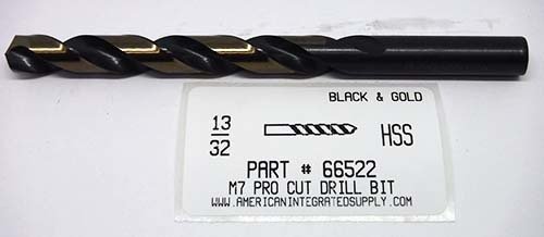 13/32 M7 HSS 135° SPLIT POINT BLACK & GOLD JOBBER DRILL BIT