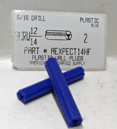 12-14 SCREW 2" BLUE FLUTED PLASTIC ANCHOR 5/16 HOLE