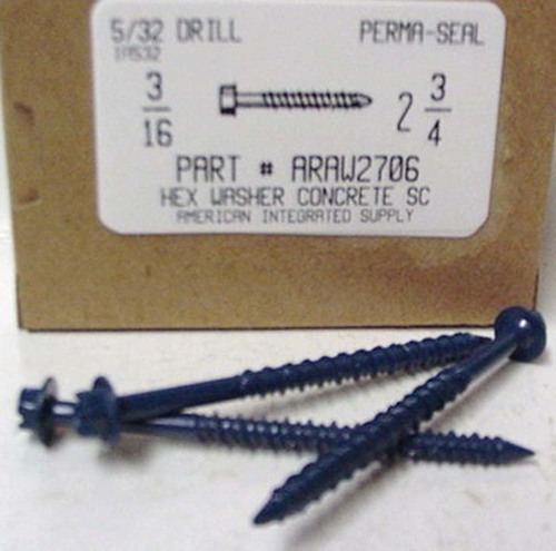 3/16X2-3/4 HEX HEAD CONCRETE SCREW USE 5/32 MASONRY DRILL