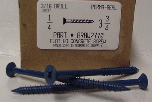 1/4X3-3/4 FLAT PHILLIPS HEAD CONCRETE SCREW USE 3/16 MASONRY DRILL