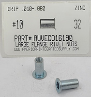 10-32 LARGE FLANGE NUT SERT STEEL .010-.080 GRIP .250-.256 HOLE