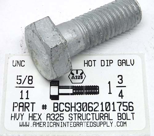 5/8-11X1-3/4 A325 HEAVY HEX STRUCTURAL BOLT HOT DIP GALVANIZED