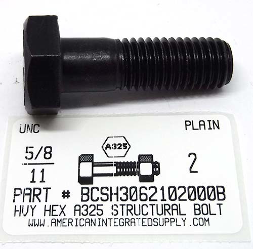 5/8-11X2 HEAVY HEX A325 STRUCTURAL BOLT STEEL PLAIN