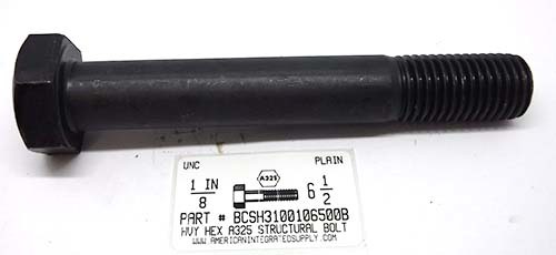 1-8X6-1/2 HEAVY HEX A325 STRUCTURAL BOLT STEEL PLAIN