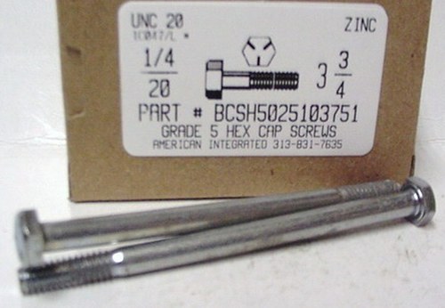 1/4-20X3-3/4 HEX HEAD CAP SCREW GRADE 5 STEEL ZINC PLATED