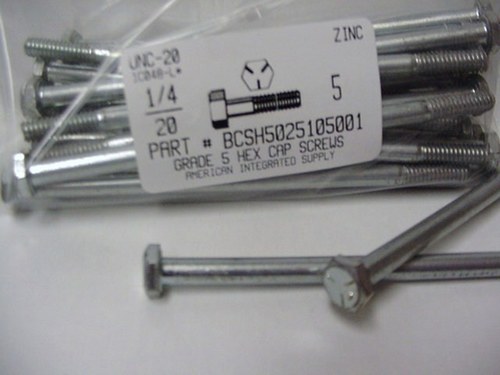 1/4-20X5 HEX HEAD CAP SCREW GRADE 5 STEEL ZINC PLATED