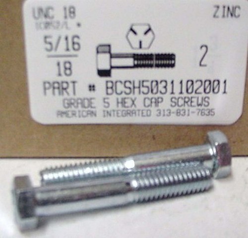 5/16-18X2 HEX HEAD CAP SCREW GRADE 5 STEEL ZINC PLATED