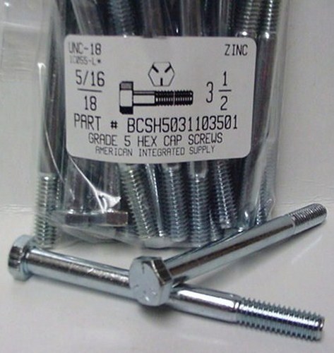 5/16-18X3-1/2 HEX HEAD CAP SCREW GRADE 5 STEEL ZINC PLATED