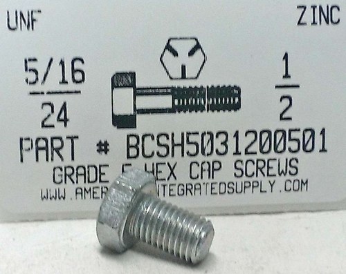 5/16-24X1/2 HEX HEAD CAP SCREW GRADE 5 STEEL ZINC PLATED (DISCONTINUED)