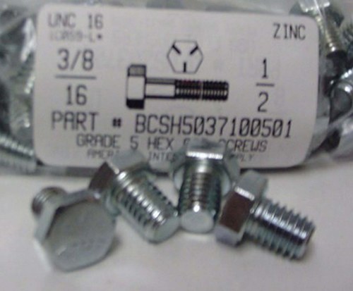 3/8-16X1/2 HEX HEAD CAP SCREW GRADE 5 STEEL ZINC PLATED