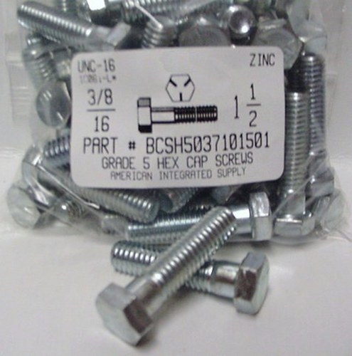 3/8-16X1-1/2 HEX HEAD CAP SCREW GRADE 5 STEEL ZINC PLATED