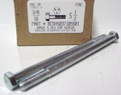 3/8-16X5-1/2 HEX HEAD CAP SCREW GRADE 5 STEEL ZINC PLATED