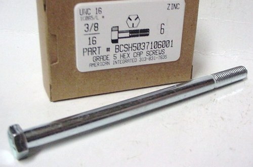 3/8-16X6 HEX HEAD CAP SCREW GRADE 5 STEEL ZINC PLATED