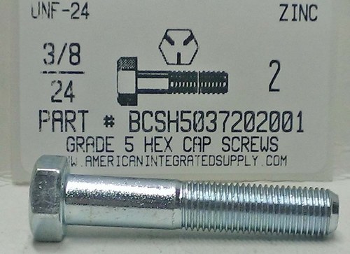 3/8-24X2 HEX HEAD CAP SCREW GRADE 5 STEEL ZINC PLATED