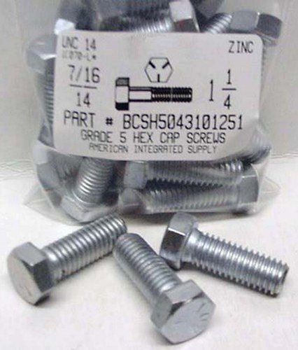 7/16-14X1-1/4 HEX HEAD CAP SCREW GRADE 5 STEEL ZINC PLATED